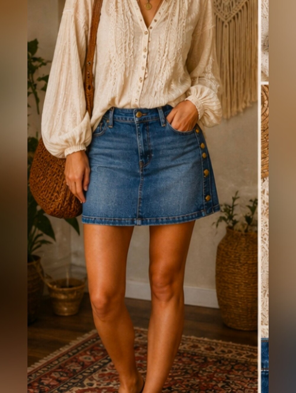 FRAME Lucia Denim Skirt Side Button A-Line Made in USA